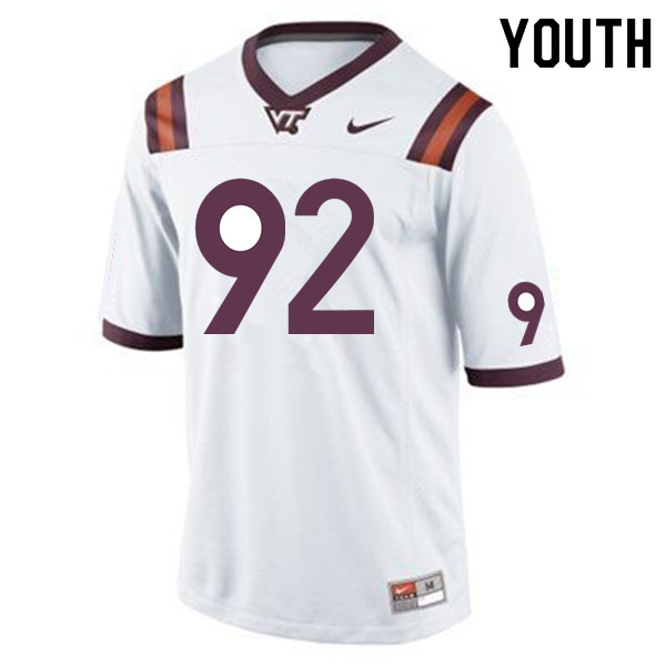 Youth #92 Jordan Stout Virginia Tech Hokies College Football Jerseys Sale-Maroon
